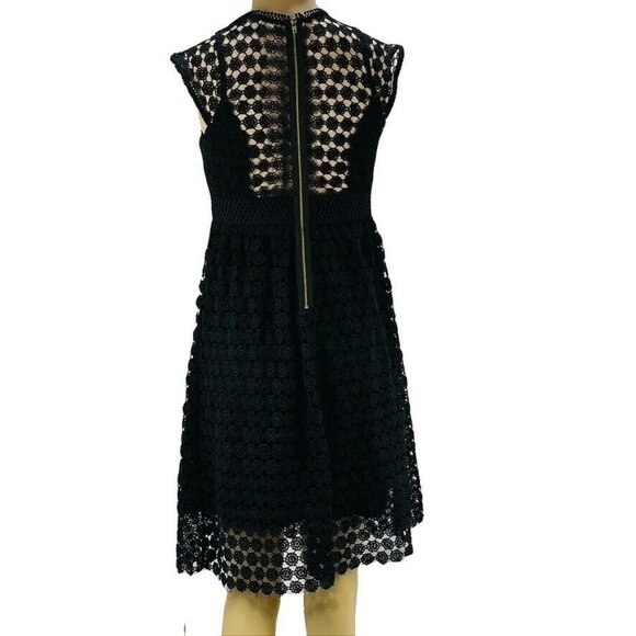 Anthropologie ERI + ALI Morea Black Crocheted Fit and Flare Dress Size 2P - Picture 2 of 11